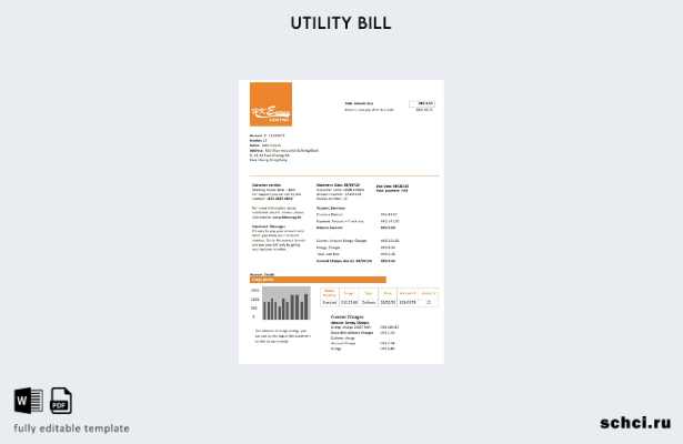 цифровая загрузка шаблона слова счета за коммунальные услуги Hong Kong Energy Lt